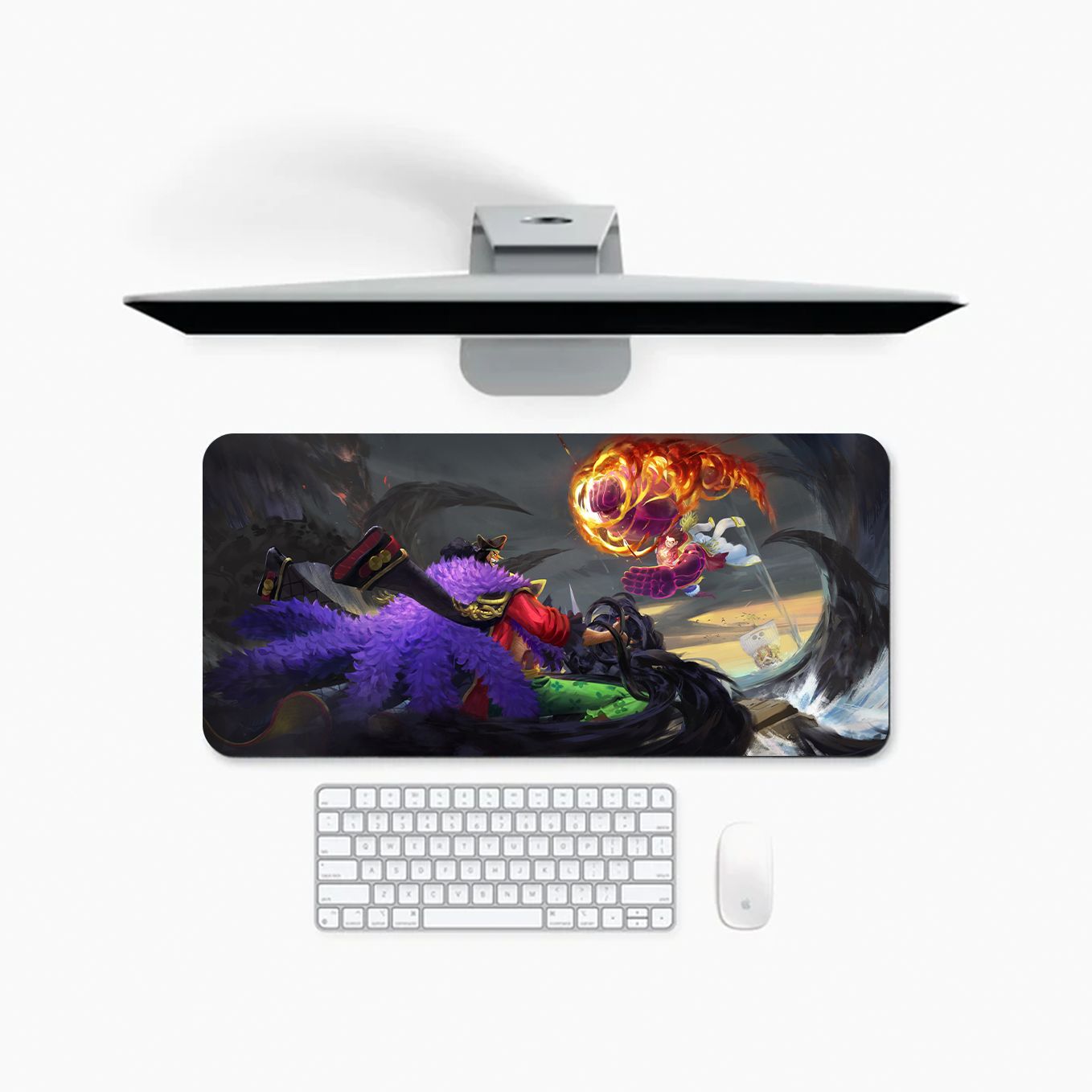 One Piece Blackbeard vs Luffy Mouse Pad - 23.6 x 11 Inches Desk Pad - Gaming Workstation Mat - Non-Slip Rubber Base - Smooth Surface for Precise Control