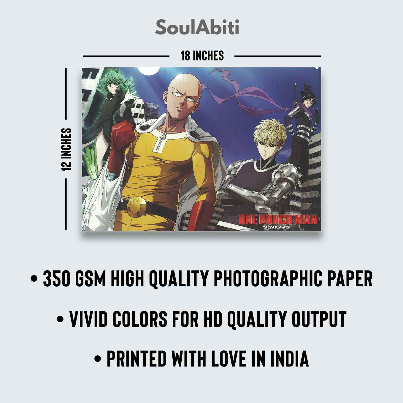 One Punch Man set of 6 Landscape posters (12x18-Inch, 350 GSM) Comes with double sided tape