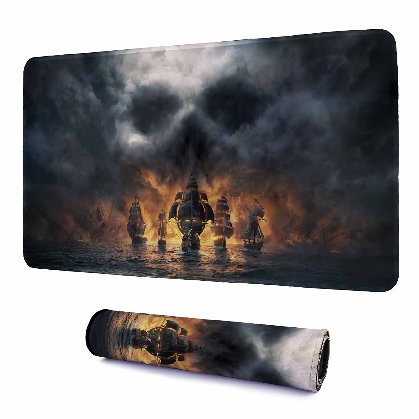 Skull and Bones Mouse Pad - 23.6 x 11 Inches Desk Pad - Gaming and Workstation Mat for Pirate Ship Fans - Non-Slip Rubber Base - Smooth Surface for Precise Control Brand: SoulAbiti