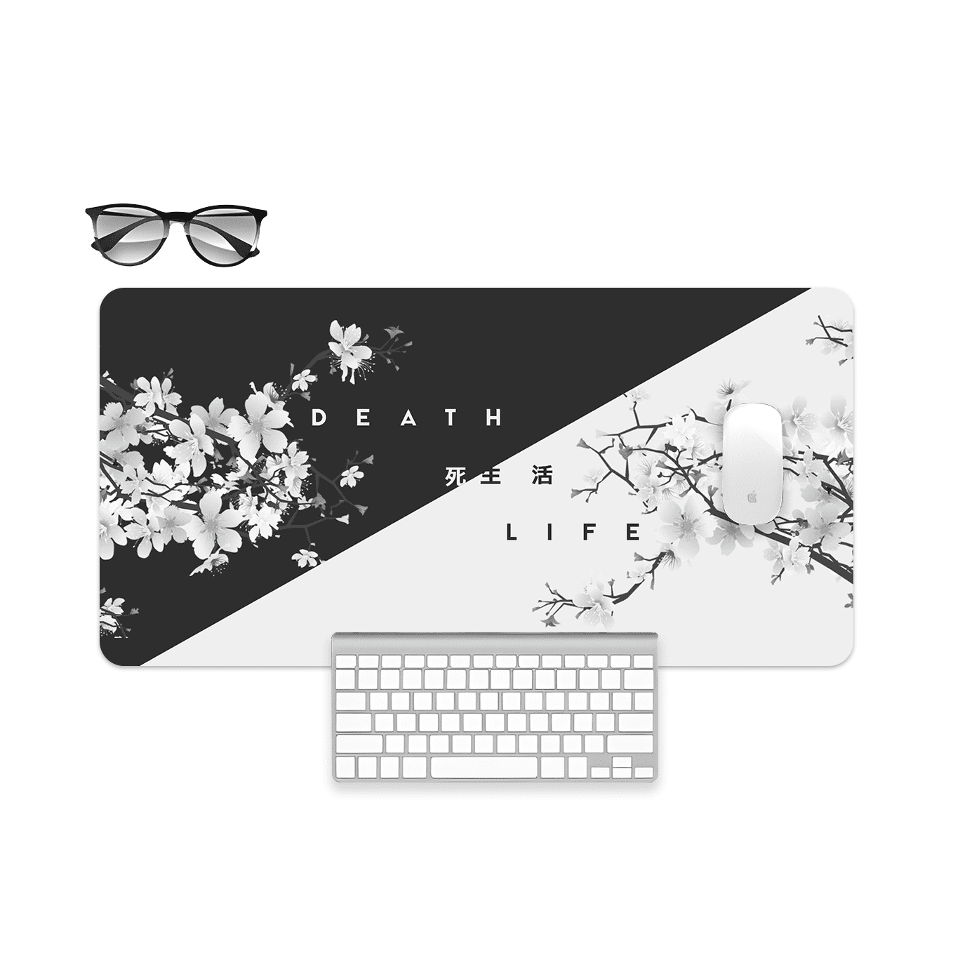 Minimalist Cycle of Life Art Mouse Pad - 23.6 x 11 Inches Desk Pad - Gaming and Workstation Mat for Illustration Artwork Fans - Non-Slip Rubber Base - Smooth Surface for Precise Control