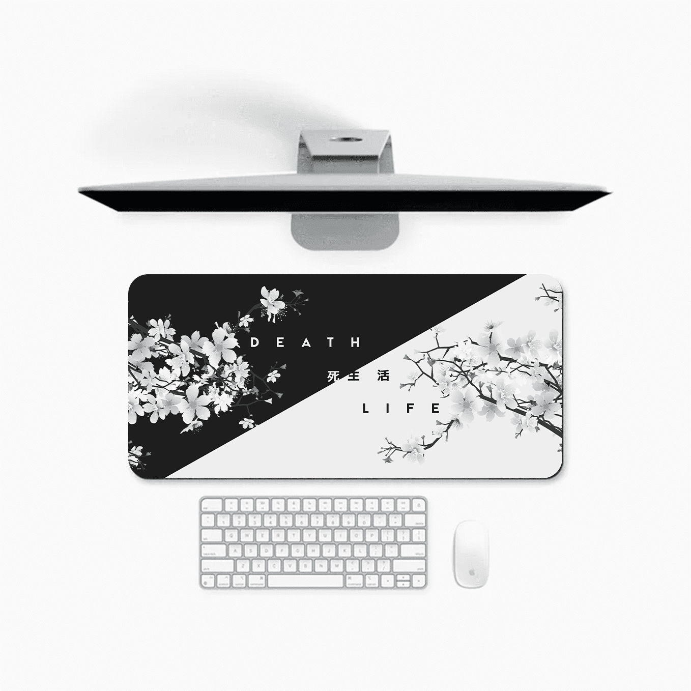 Minimalist Cycle of Life Art Mouse Pad - 23.6 x 11 Inches Desk Pad - Gaming and Workstation Mat for Illustration Artwork Fans - Non-Slip Rubber Base - Smooth Surface for Precise Control