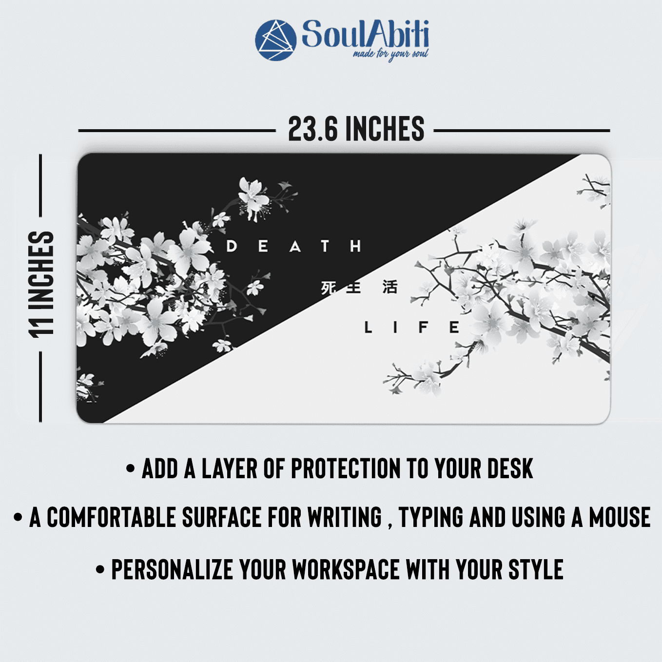 Minimalist Cycle of Life Art Mouse Pad - 23.6 x 11 Inches Desk Pad - Gaming and Workstation Mat for Illustration Artwork Fans - Non-Slip Rubber Base - Smooth Surface for Precise Control