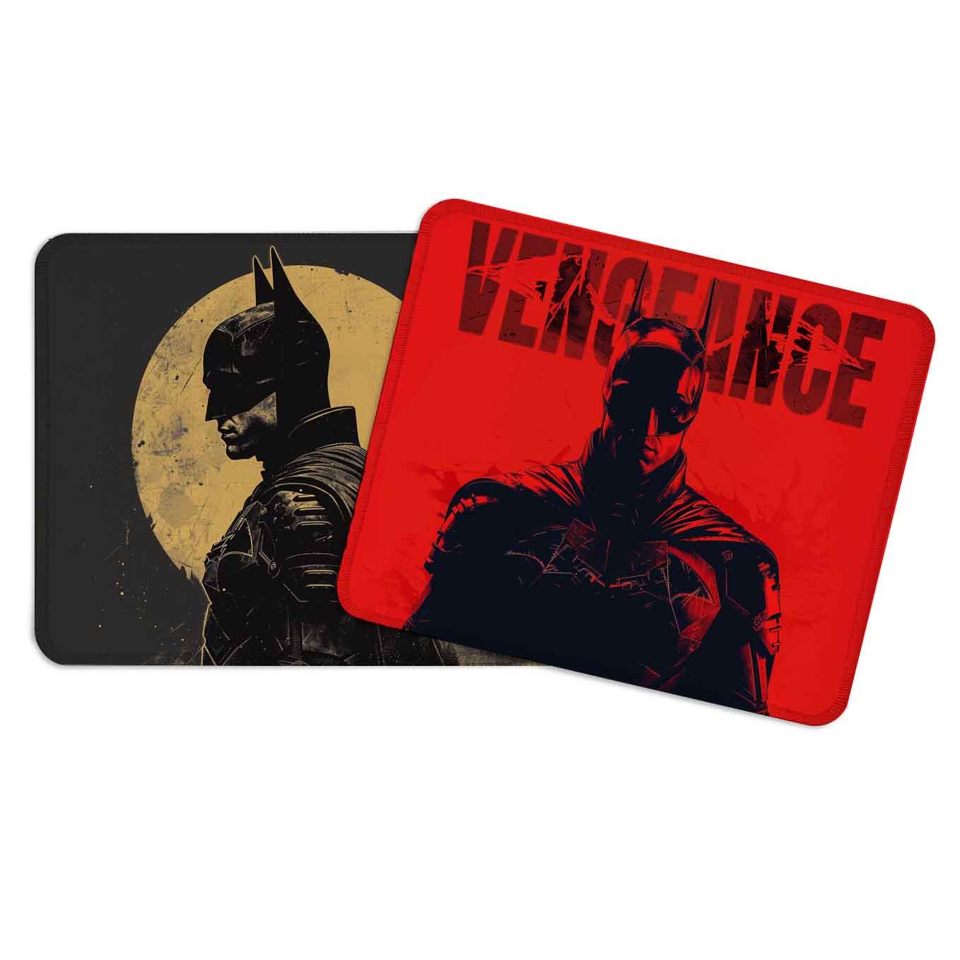 Batman Set of 2 Stitched Gaming Mouse Pads with Anti-Slip Rubber Base and Waterproof Surface