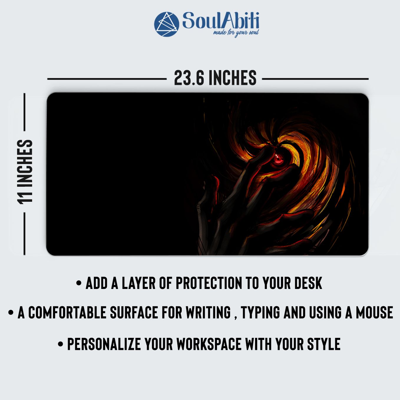 Naruto Akatsuki Tobi Mouse Pad - 23.6 x 11 Inches Desk Pad - Gaming and Workstation Mat for Obito Uchiha Fans - Non-Slip Rubber Base - Smooth Surface for Precise Control