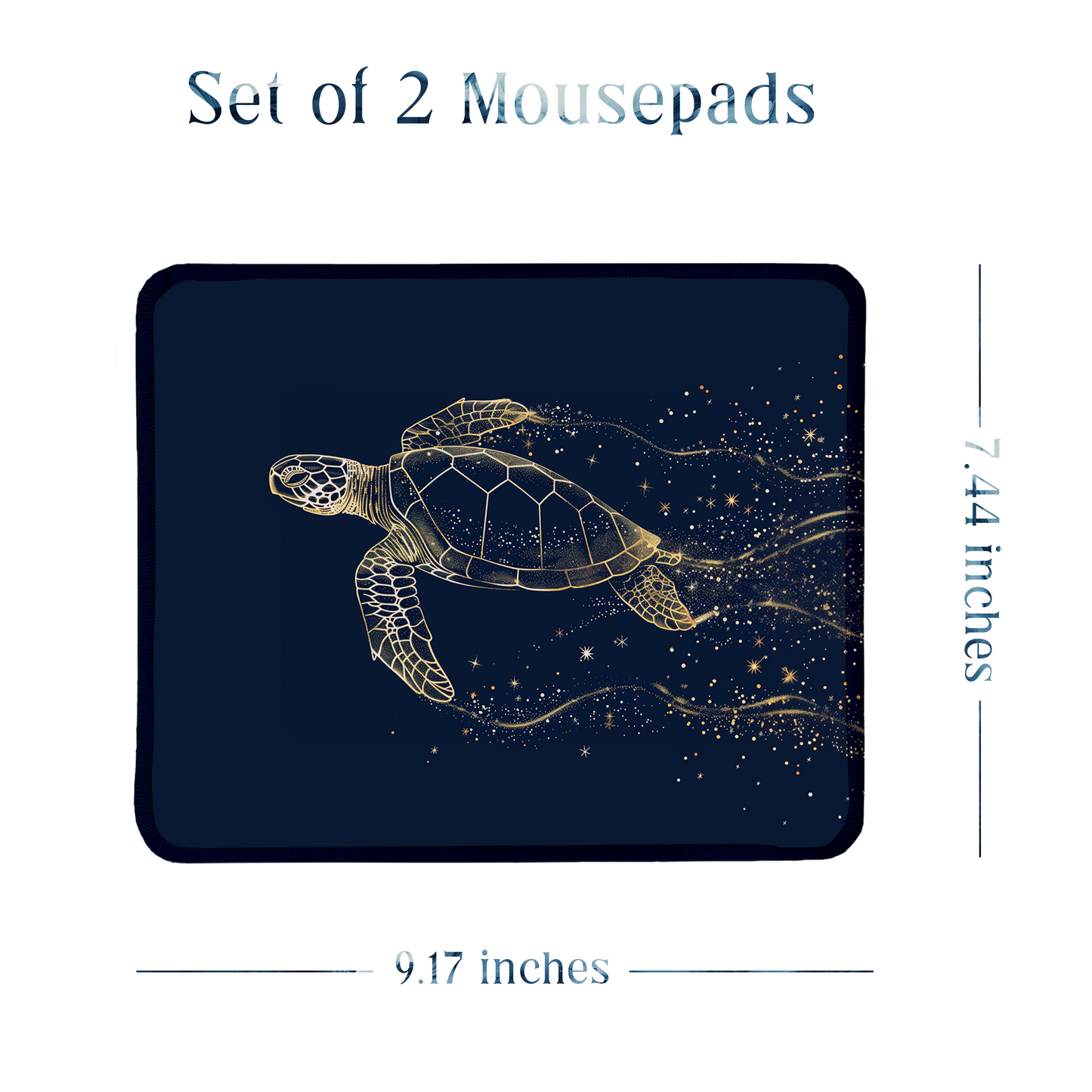 Golden Ocean Art – Set of 2 Stitched Gaming Mouse Pads with Anti-Slip Rubber Base and Waterproof Surface