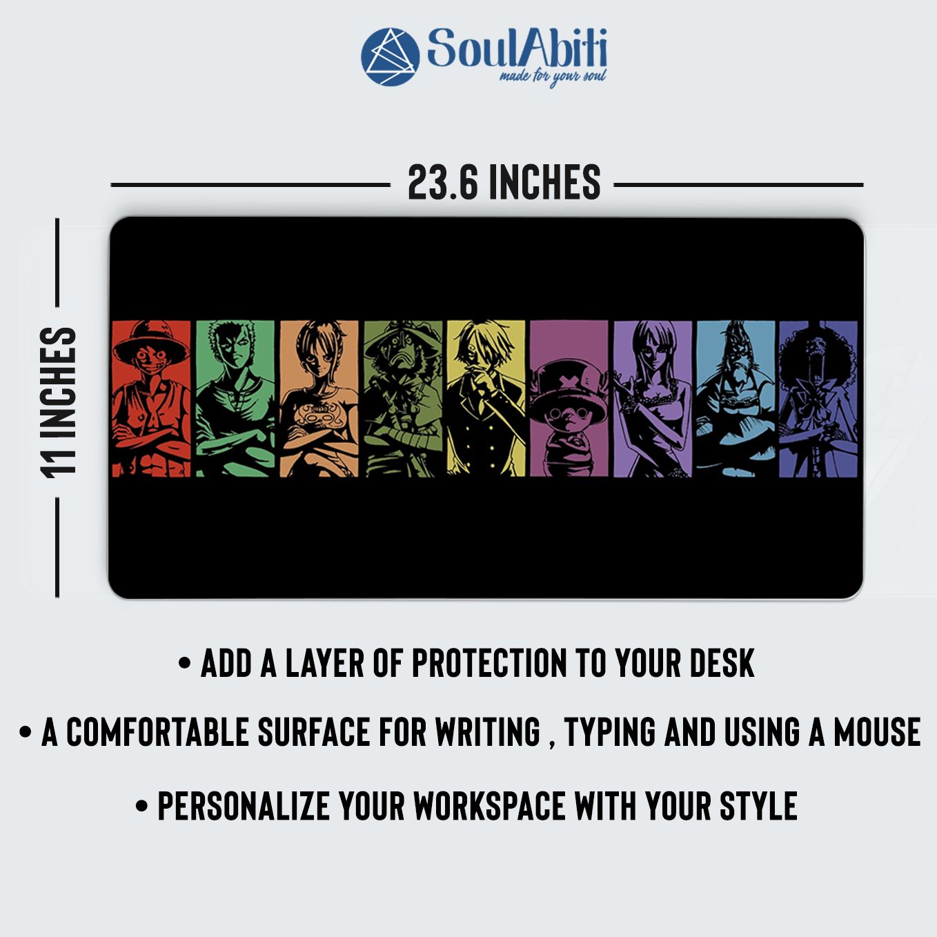 One Piece Mouse Pad - 23.6 x 11 Inch Desk Pad - Gaming and Workstation Mat - Non-Slip Rubber Base - Smooth Surface for Precise Control