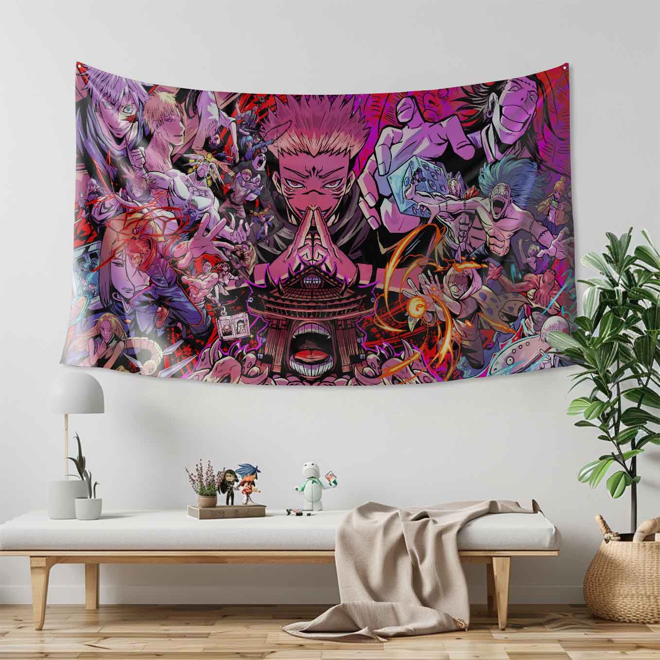 Jujutsu Kaisen Anime Tapestry Wall Hanging – Vivid Shibuya incident Tapestries for Bedroom Living Room (73x39 inch) Premium Polyester Fabric