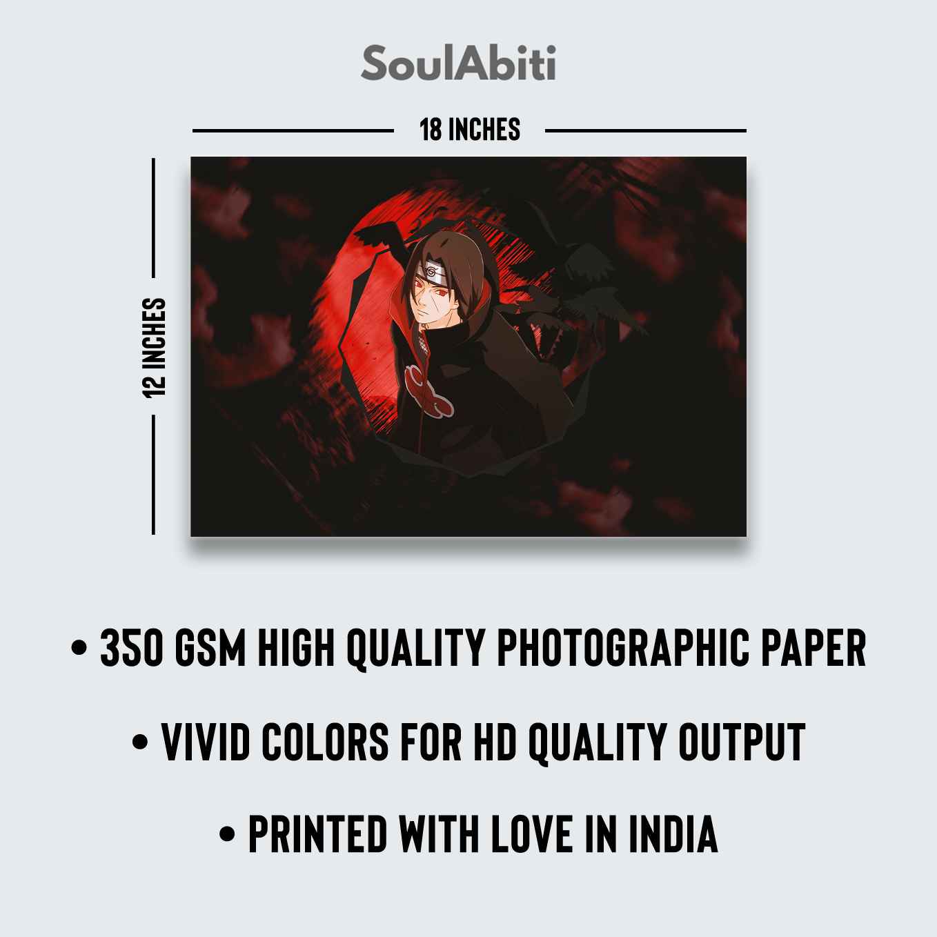Naruto Itachi Uchiha and Sasuke story set of 10 Landscape (12x18-inches, 350 GSM) Comes with double sided tape