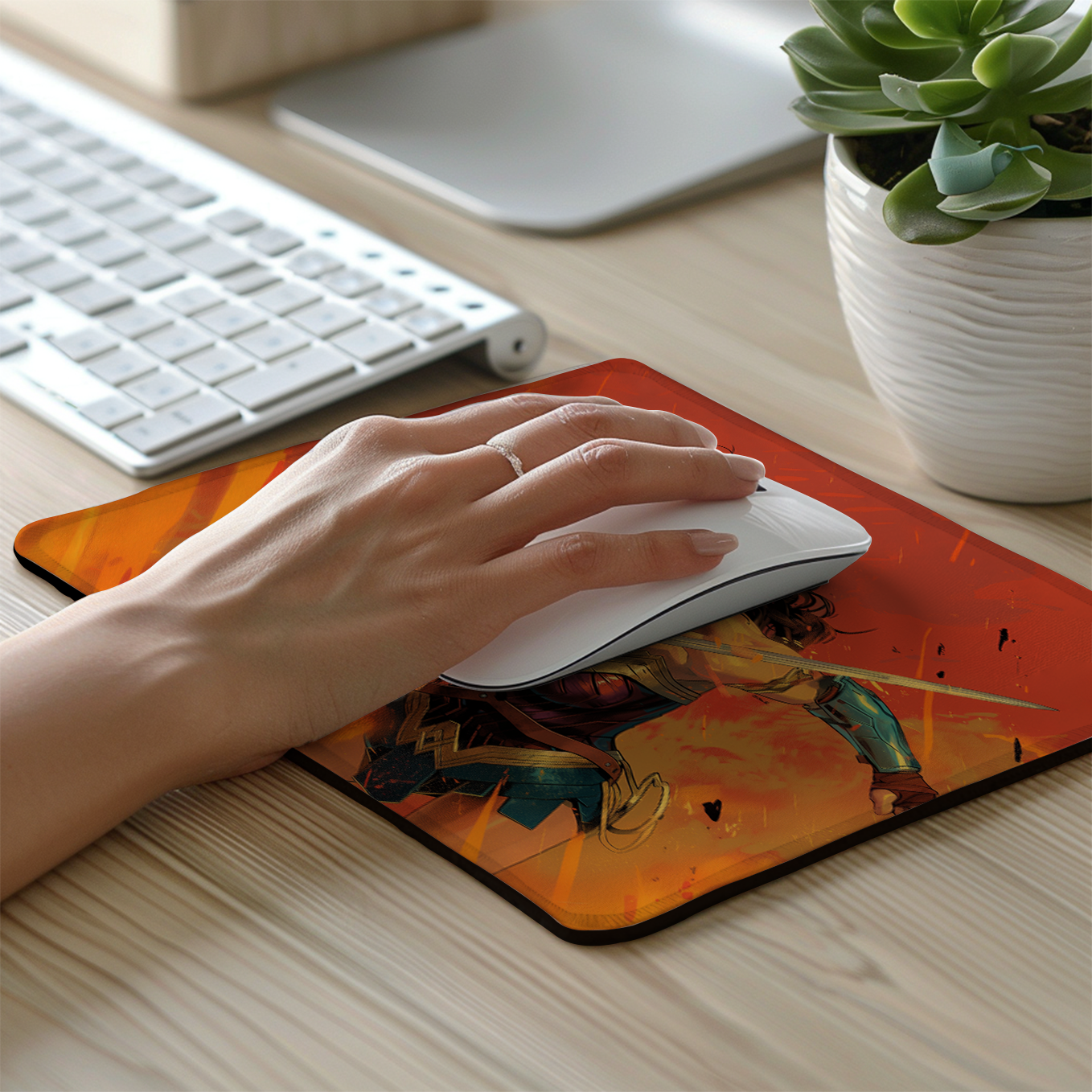 Wonder Women Set of 2 Stitched Gaming Mouse Pads with Anti-Slip Rubber Base and Waterproof Surface