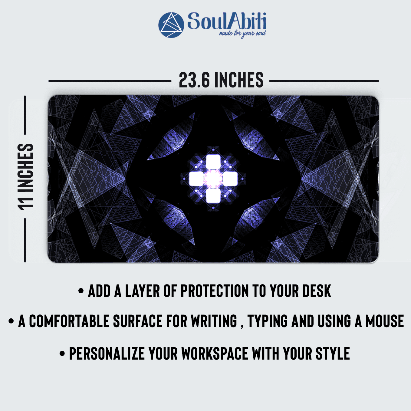 Abstract Lighting Textured Art Mouse Pad - 23.6 x 11 Inches Desk Pad Gaming and Workstation Mat for Art Fans - Non-Slip Rubber Base - Smooth Surface for Precise Control
