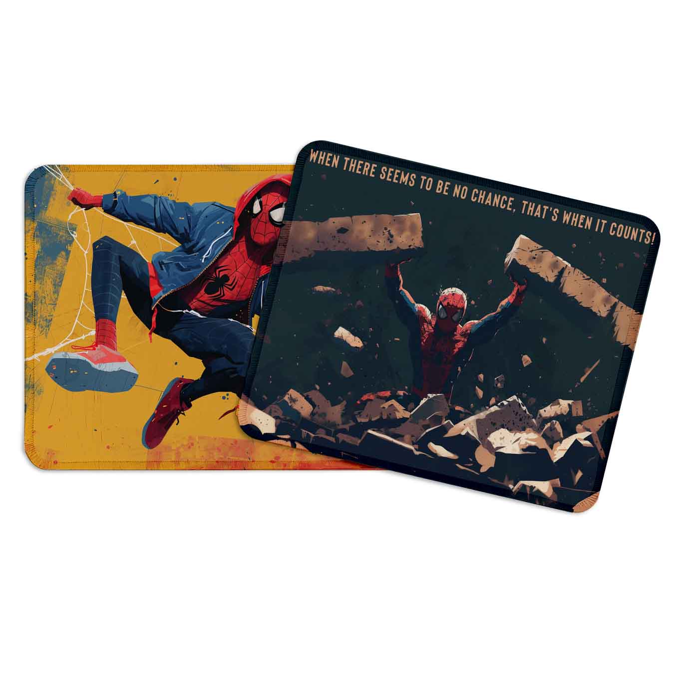 Spiderman Set of 2 Stitched Gaming Mouse Pads with Anti-Slip Rubber Base and Waterproof Surface