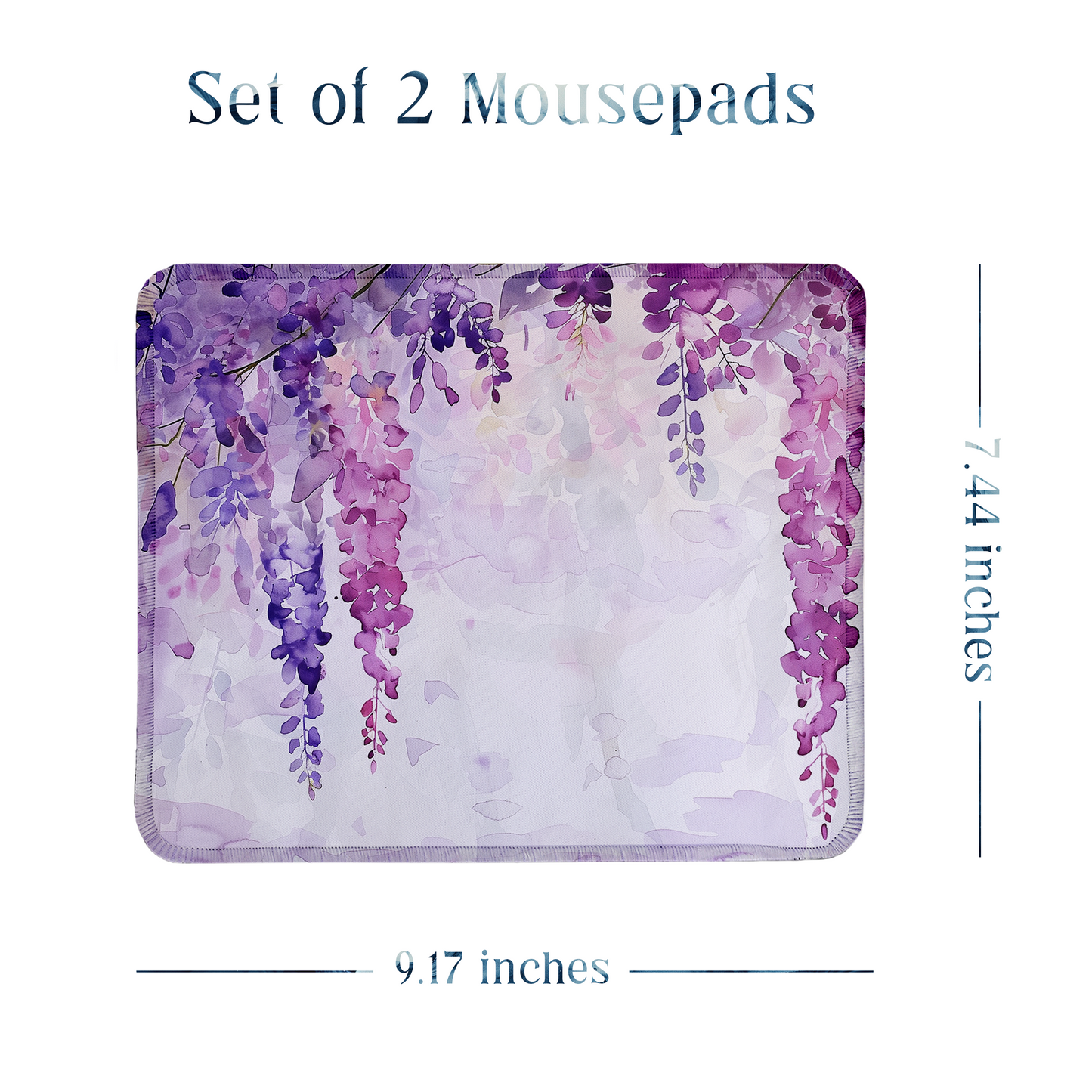 Wisteria Floral Hangings – Set of 2 Stitched Gaming Mouse Pads with Anti-Slip Rubber Base and Waterproof Surface