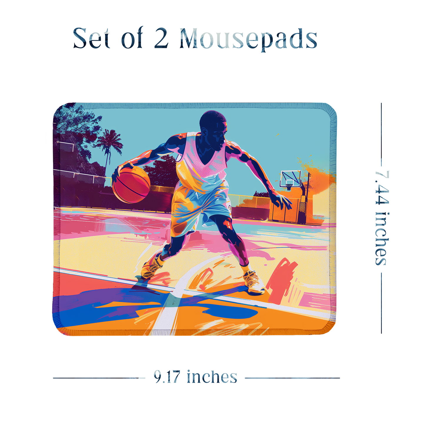 Dunk Master – Set of 2 Stitched Gaming Mouse Pads with Anti-Slip Rubber Base and Waterproof Surface
