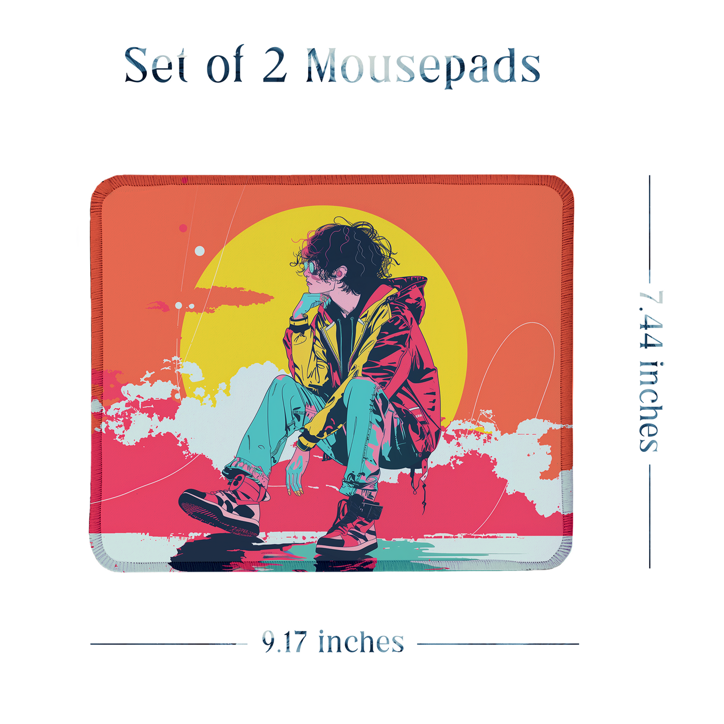 Skyline Dreams – Set of 2 Stitched Anime Theme Gaming Mouse Pads with Anti-Slip Rubber Base and Waterproof Surface
