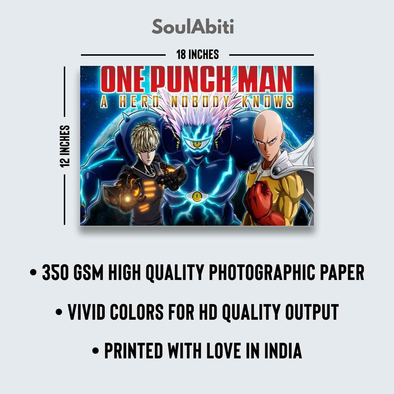 One Punch Man set of 10 Landscape posters (12x18-Inch, 350 GSM) Comes with Double sided tape