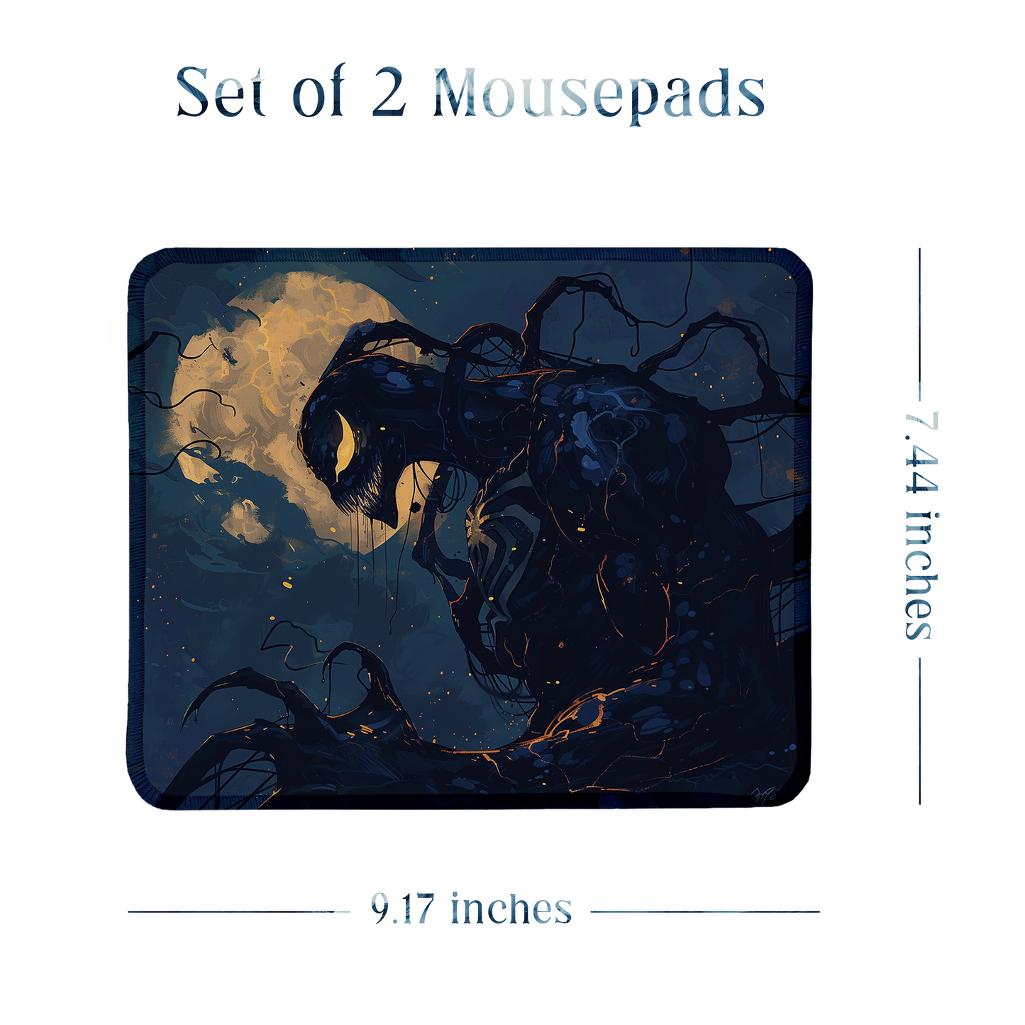Venom Set of 2 Stitched Gaming Mouse Pads with Anti-Slip Rubber Base and Waterproof Surface