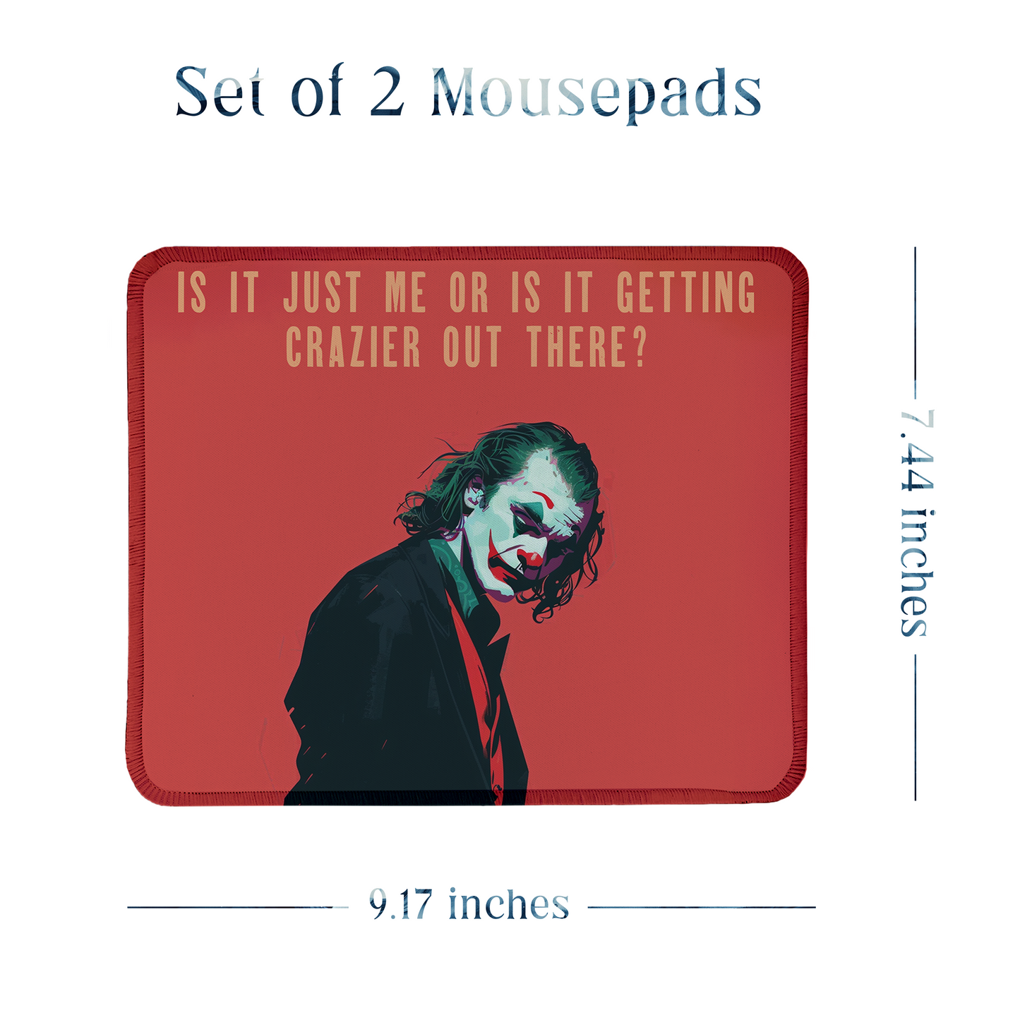 Joker Set of 2 Stitched Gaming Mouse Pads with Anti-Slip Rubber Base and Waterproof Surface