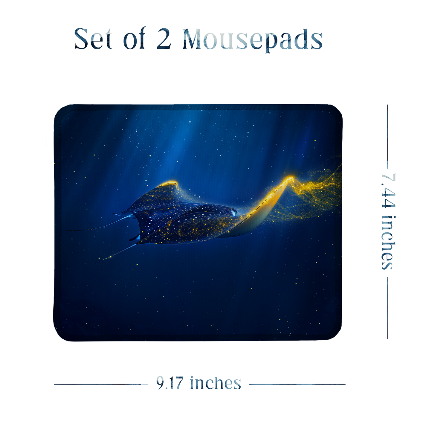 Deep Sea Wonders – Set of 2 Stitched Gaming Mouse Pads with Anti-Slip Rubber Base and Waterproof Surface