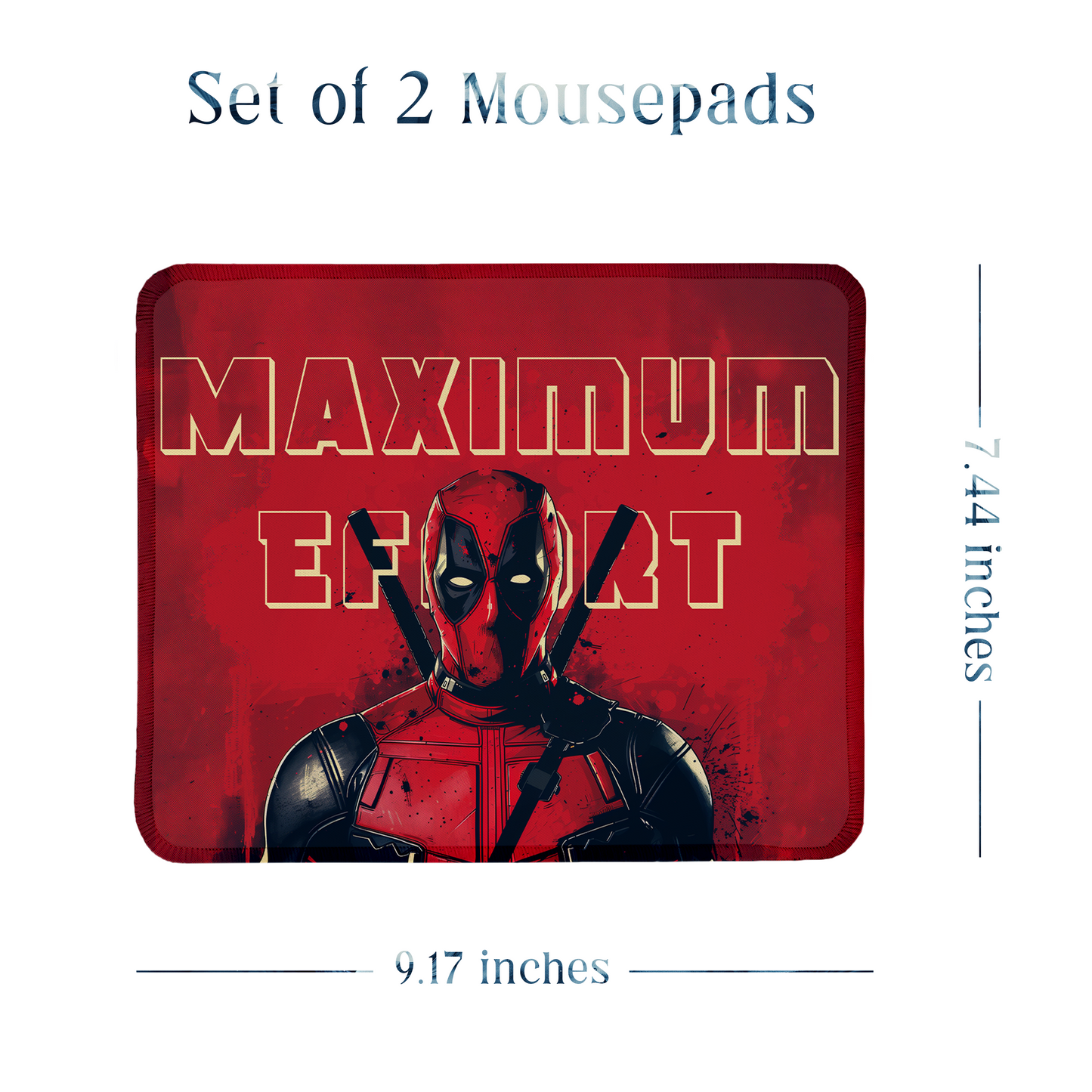 Deadpool Set of 2 Stitched Gaming Mouse Pads with Anti-Slip Rubber Base and Waterproof Surface