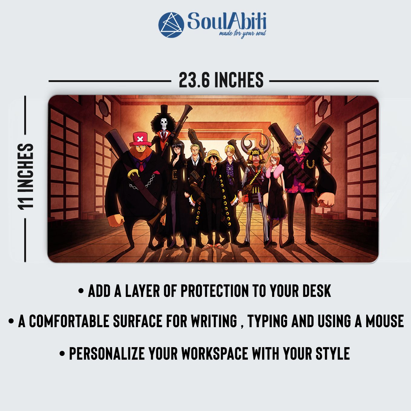 One Piece Mouse Pad - 23.6 x 11 Inches Desk Pad - Gaming and Workstation Mat - Non-Slip Rubber Base - Smooth Surface for Precise Control