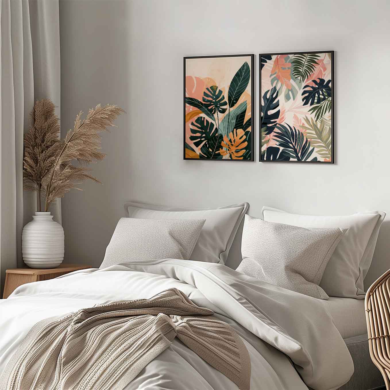 Monstera Haven Wall Art - Set of 2 Botanical Prints | Modern Nature-Inspired Decor for Living Room & Office