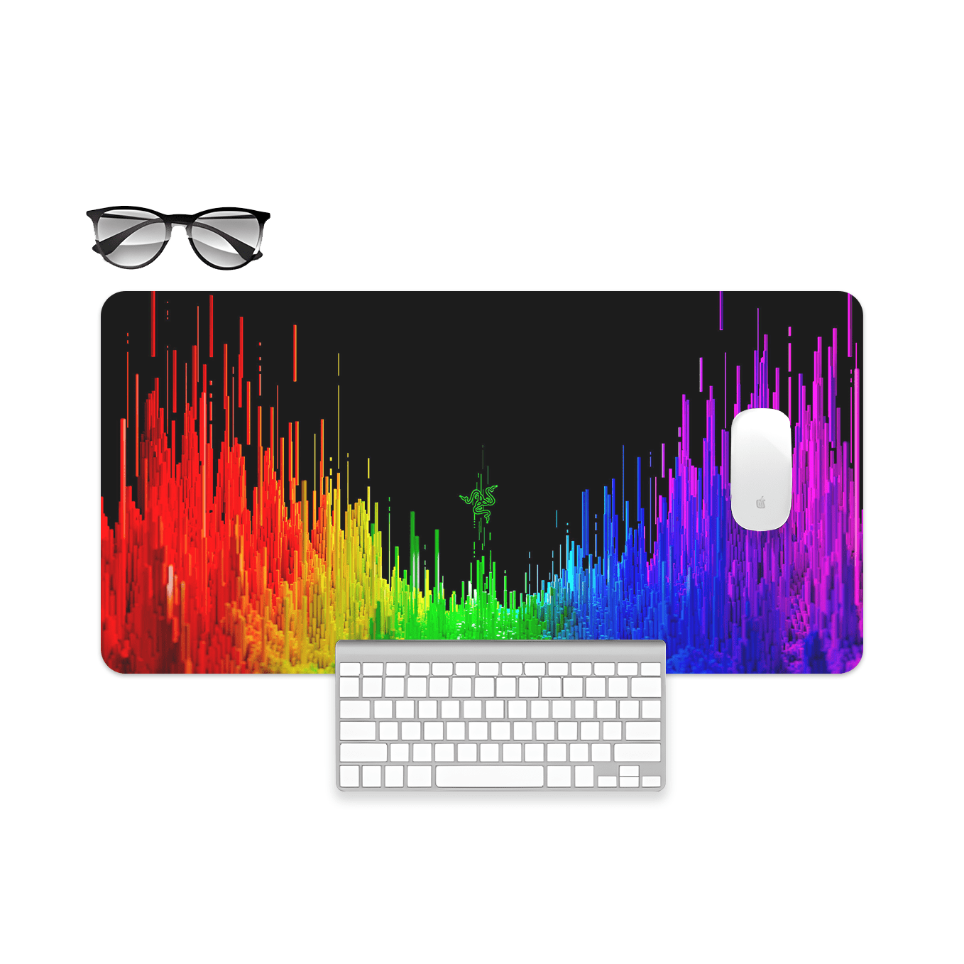 Rainbow Spectrum Textured Art Mouse Pad - 23.6 x 11 Inches Desk Pad - Gaming and Workstation Mat for Abstract Art Fans - Non-Slip Rubber Base - Smooth Surface for Precise Control