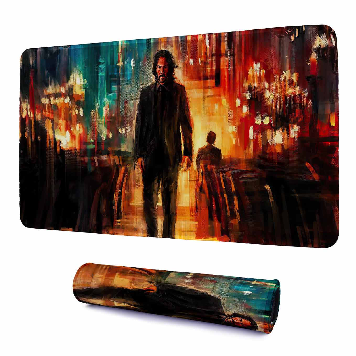 John Wick in The Church Art Mouse Pad - 23.6 x 11 Inches Desk Pad - Gaming and Workstation Mat for Action Fans - Non-Slip Rubber Base - Smooth Surface for Precise Control