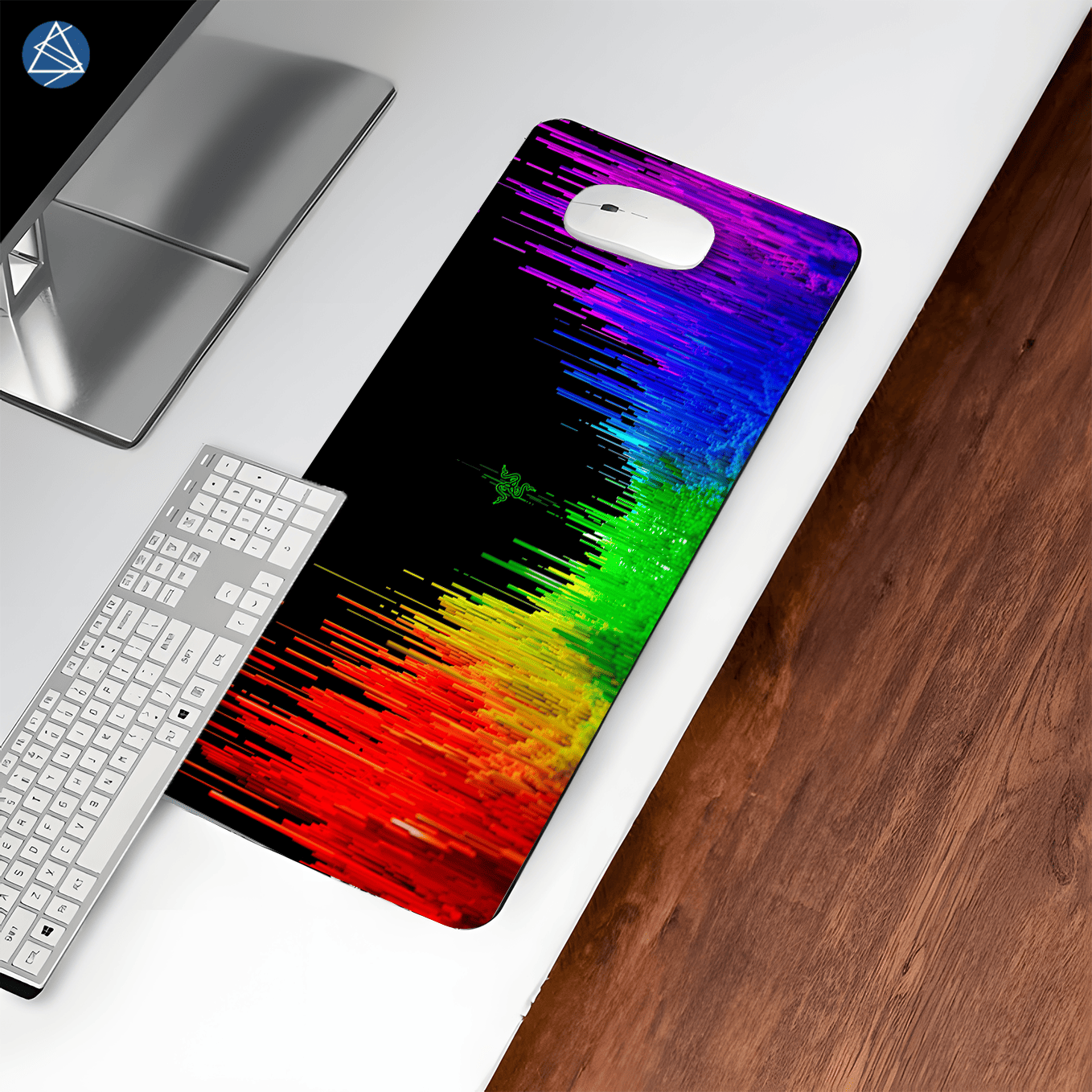 Rainbow Spectrum Textured Art Mouse Pad - 23.6 x 11 Inches Desk Pad - Gaming and Workstation Mat for Abstract Art Fans - Non-Slip Rubber Base - Smooth Surface for Precise Control