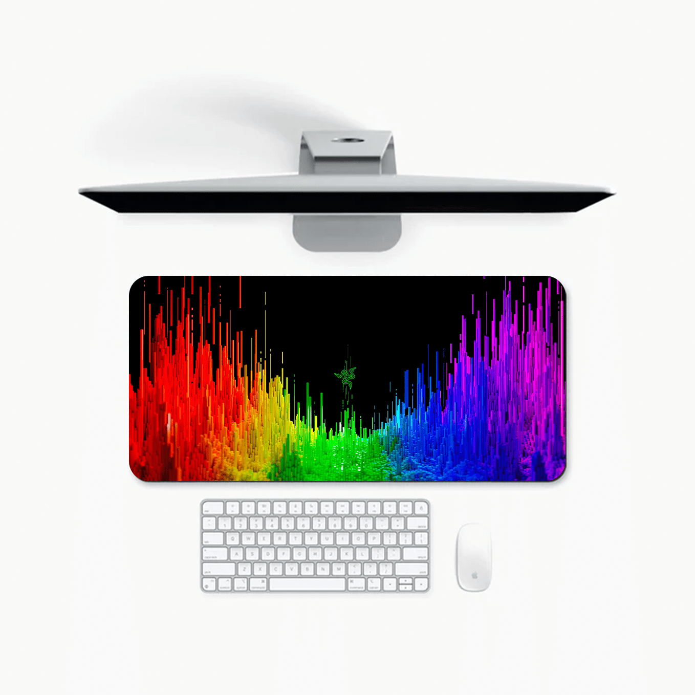 Rainbow Spectrum Textured Art Mouse Pad - 23.6 x 11 Inches Desk Pad - Gaming and Workstation Mat for Abstract Art Fans - Non-Slip Rubber Base - Smooth Surface for Precise Control