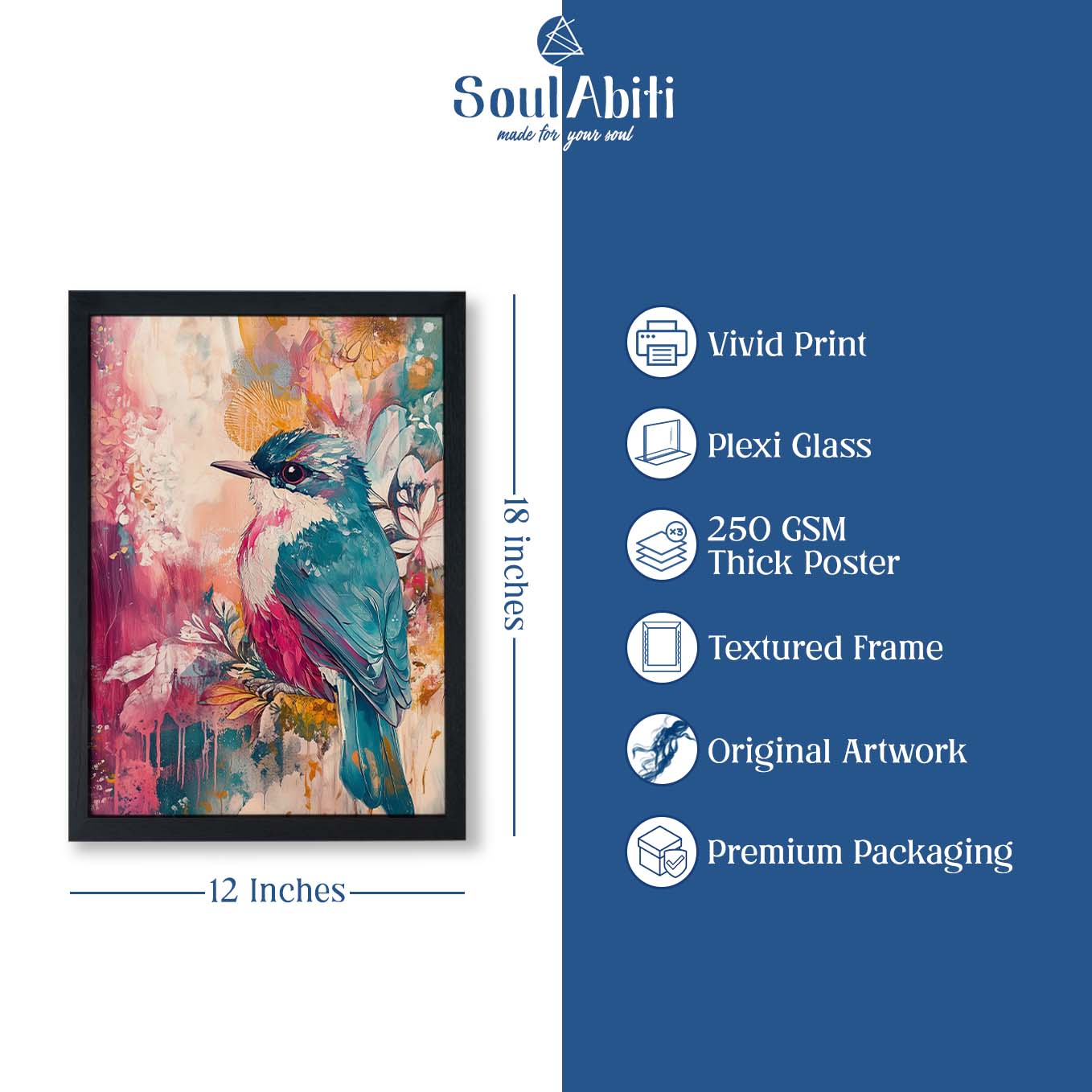 Modern Framed Set of 4 - Portrait Cosmic Fusion wall art (12x18 inches, black frame, Plexi-glass) - Ready to hang Home Decor for Living Room, Bedroom or Office