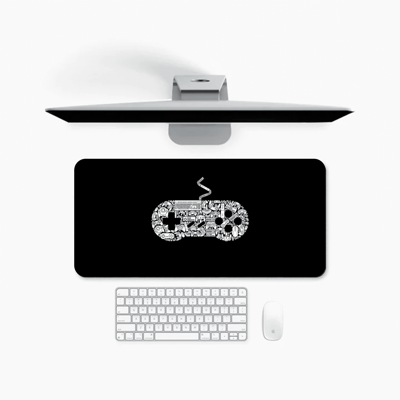 History of Gaming Controllers Art Mouse Pad - 23.6 x 11 Inches Desk Pad - Gaming and Workstation Mat for Controller Fans - Non-Slip Rubber Base - Smooth Surface for Precise Control