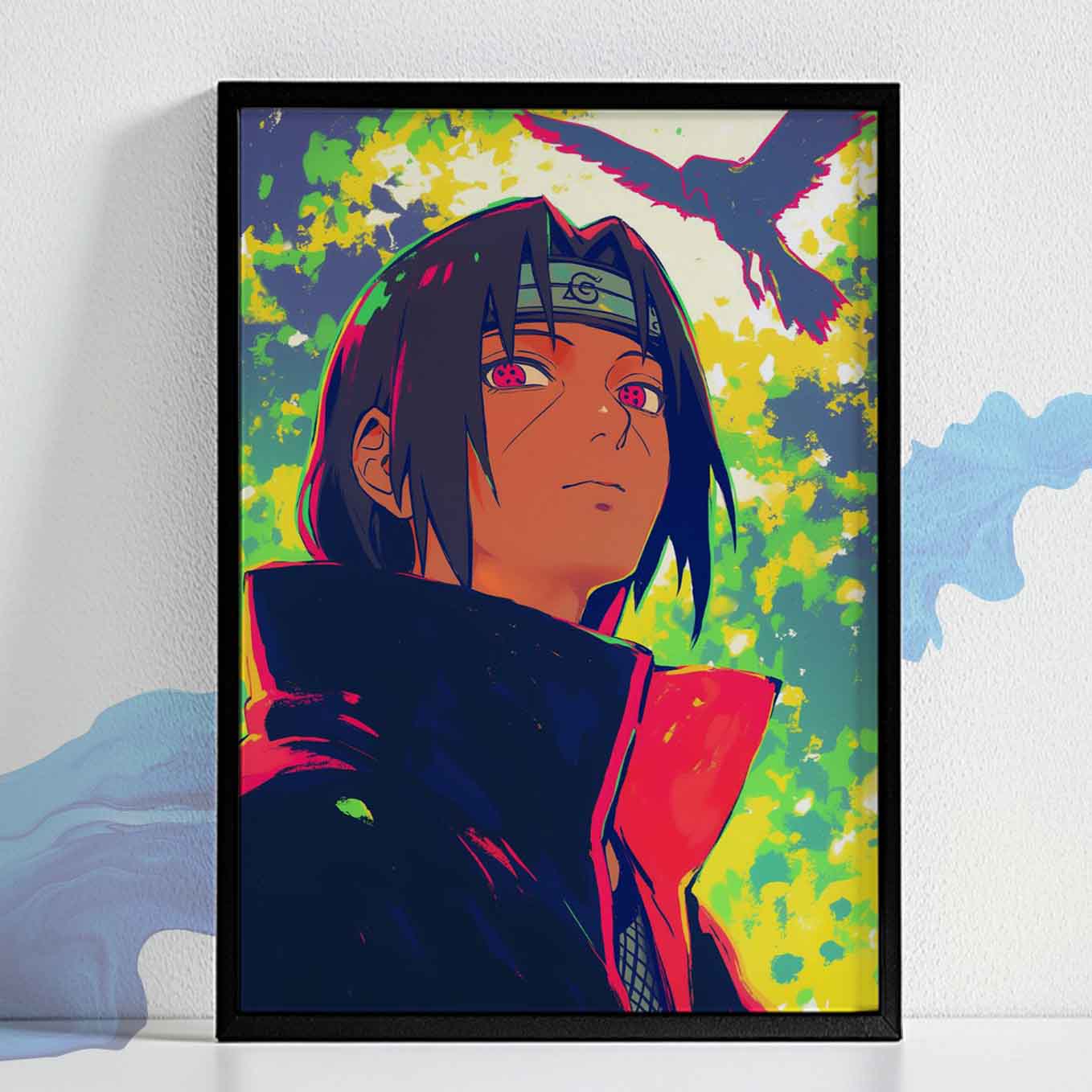 Itachi Uchiha Sharingan Ninja Poster art framed 12x18-Inch, Plexi-Glass
