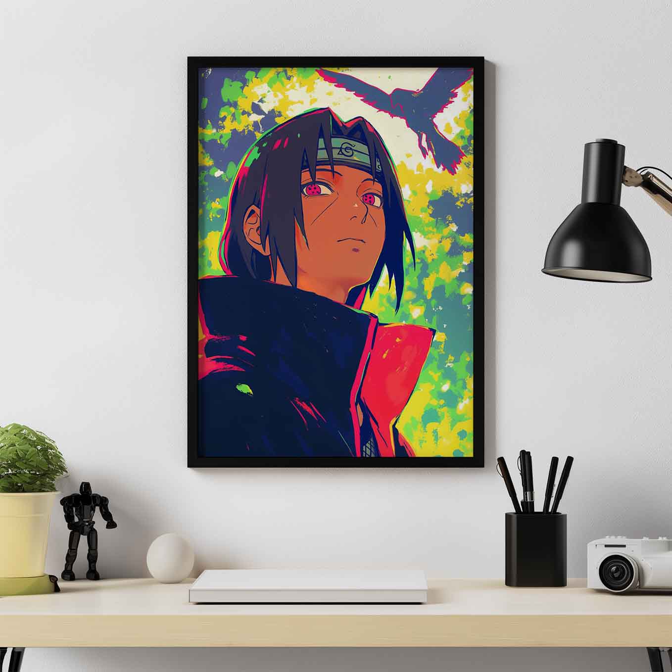 Itachi Uchiha Sharingan Ninja Poster art framed 12x18-Inch, Plexi-Glass
