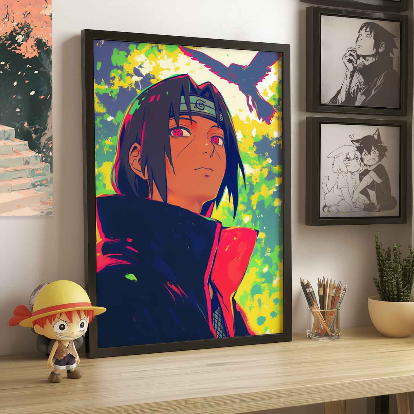 Itachi Uchiha Sharingan Ninja Poster art framed 12x18-Inch, Plexi-Glass