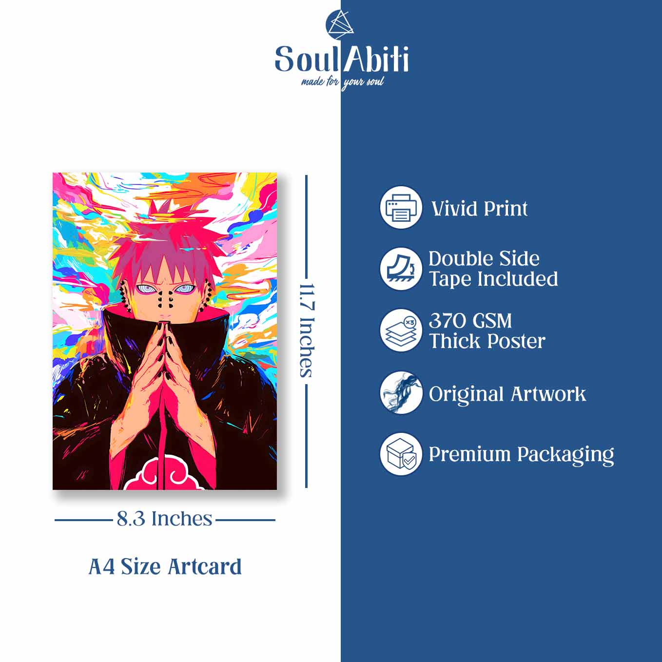 SoulAbiti Anime Inspired Set of 20 Posters for Wall Art | Minimal Ninja Warrior A4 Size