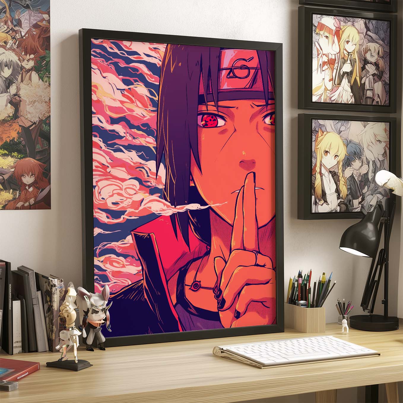 Itachi Uchiha Ninja Poster art framed 12x18-Inch, Plexi-Glass