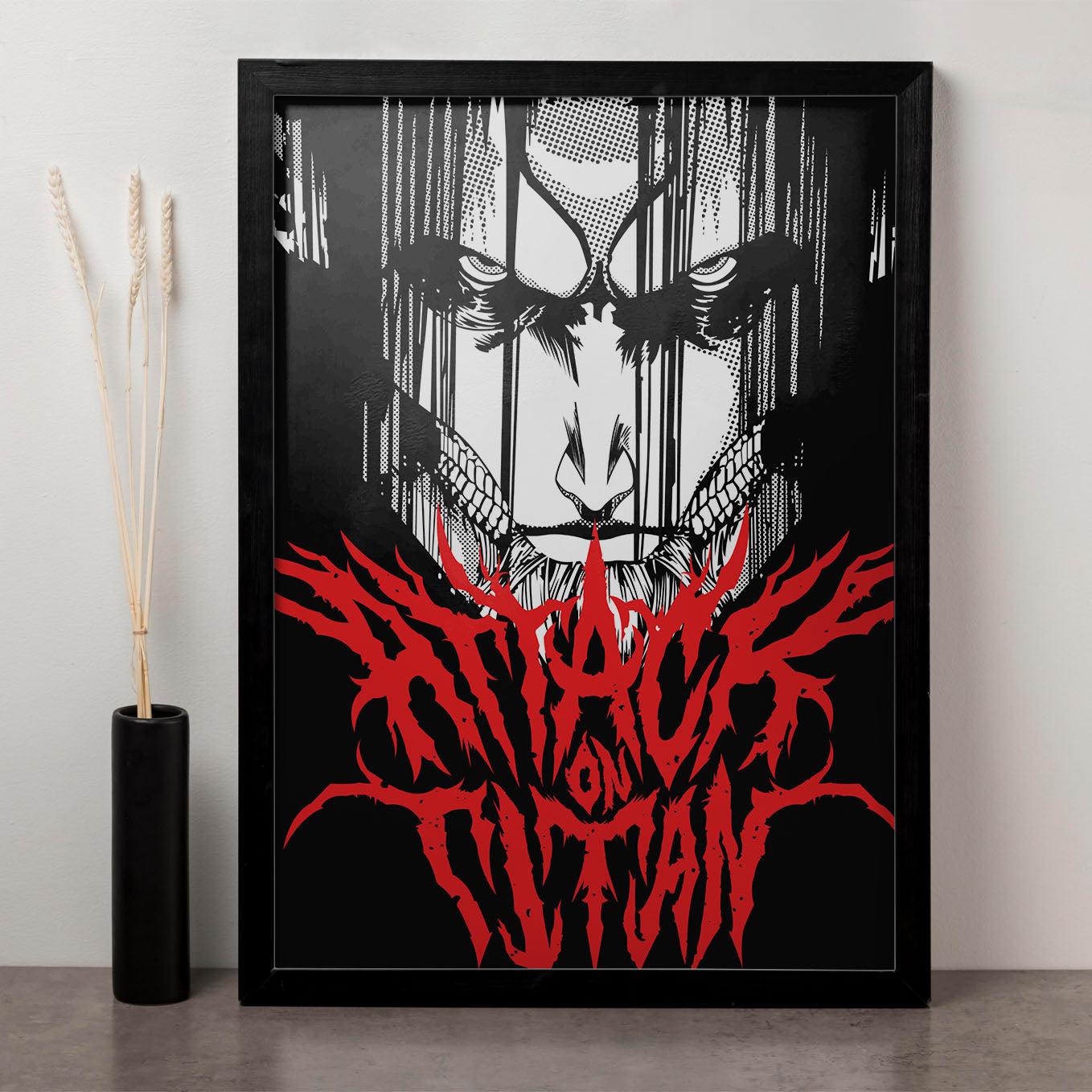 Attack on Titan Attack Titan Face Poster anime framed (13x19-Inch, Plexi-Glass, Textured Frame) - SoulAbiti