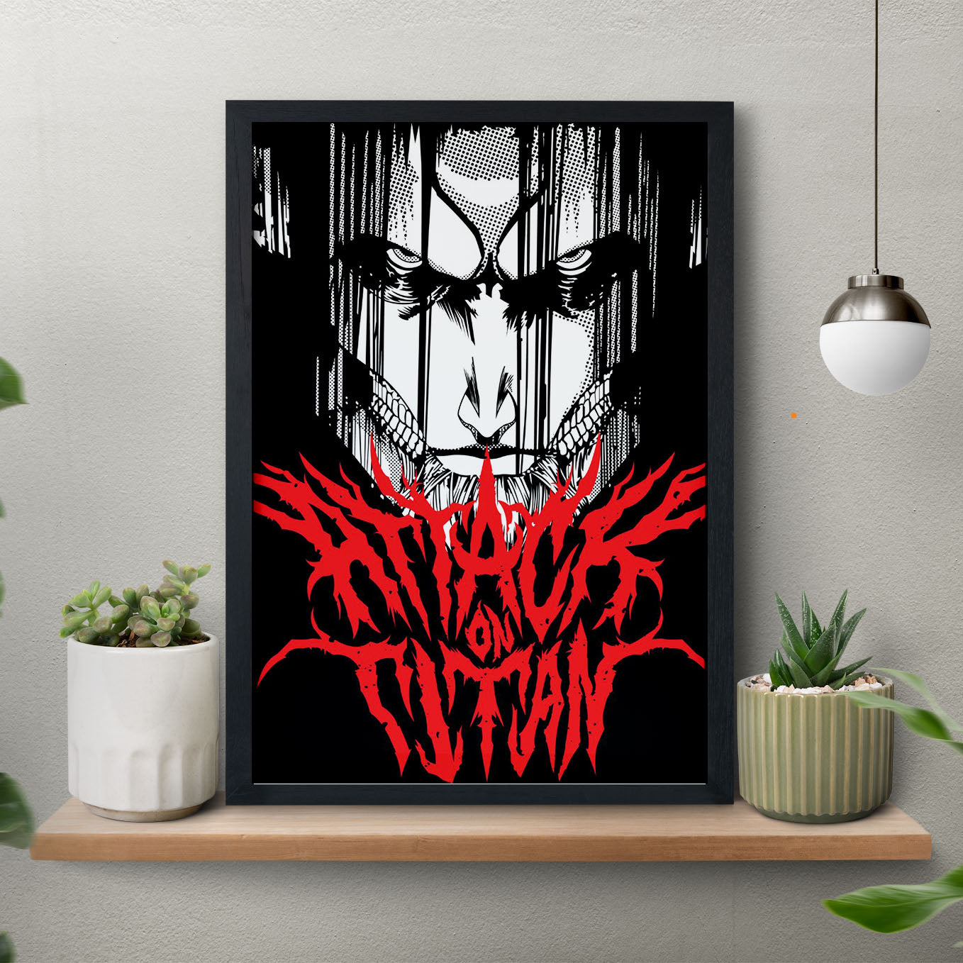 Attack on Titan Attack Titan Face Poster anime framed (13x19-Inch, Plexi-Glass, Textured Frame) - SoulAbiti