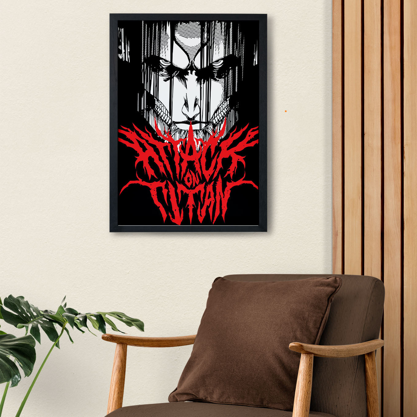 Attack on Titan Attack Titan Face Poster anime framed (13x19-Inch, Plexi-Glass, Textured Frame) - SoulAbiti