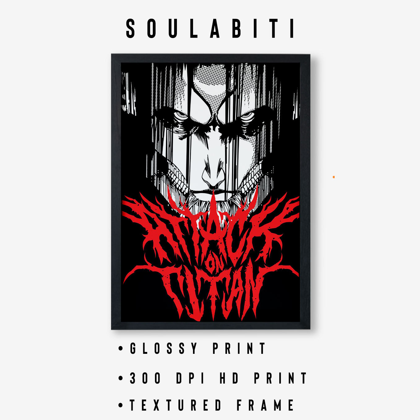 Attack on Titan Attack Titan Face Poster anime framed (13x19-Inch, Plexi-Glass, Textured Frame) - SoulAbiti