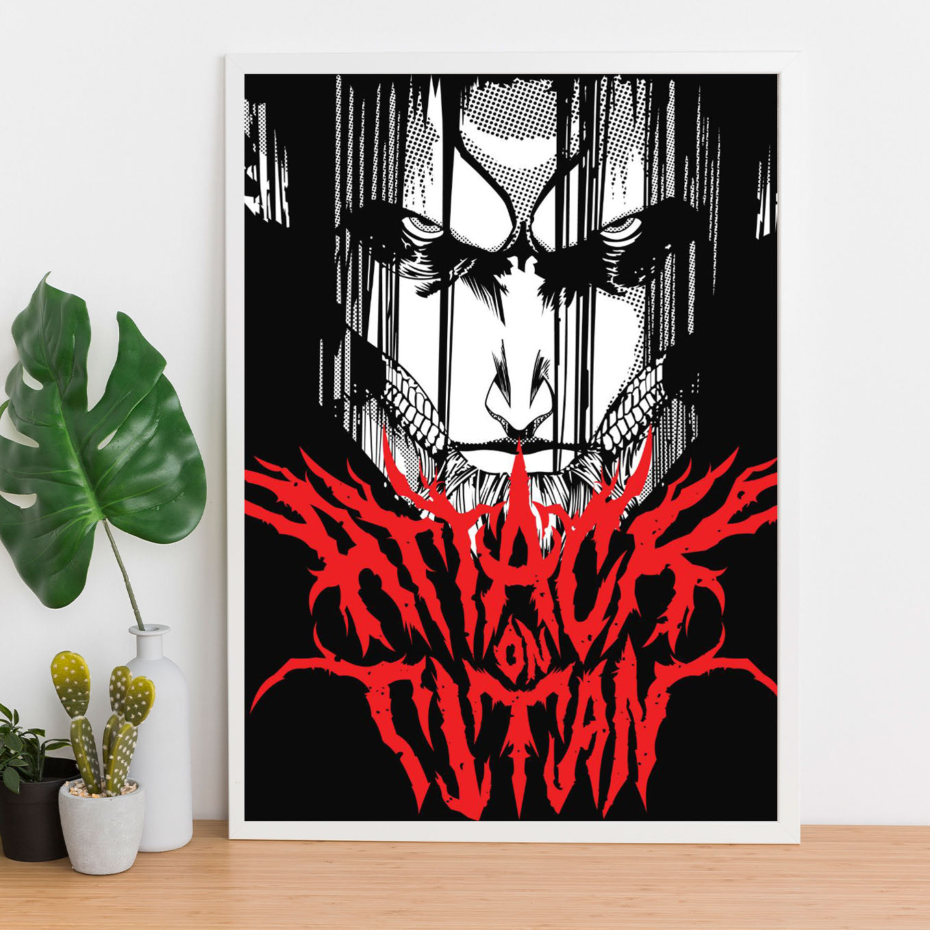 Attack on Titan Attack Titan Face Poster anime framed (13x19-Inch, Plexi-Glass, Textured Frame) - SoulAbiti