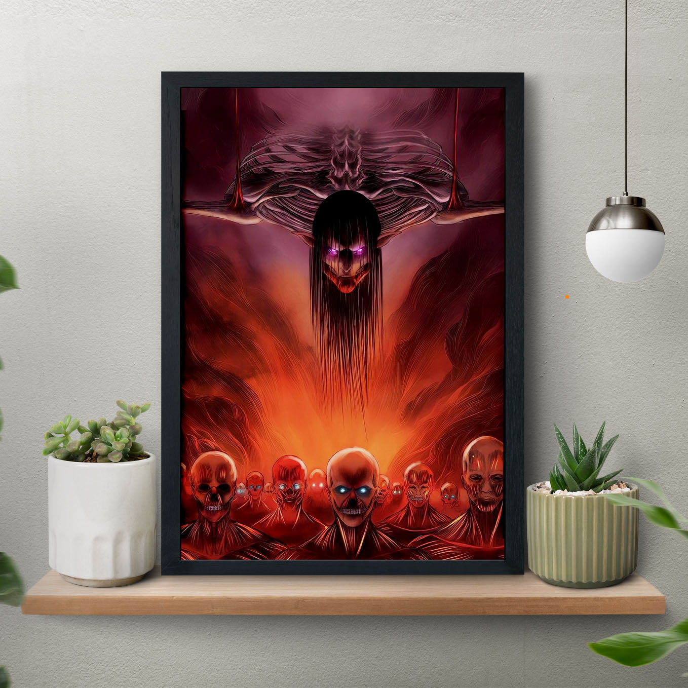 Attack on Titan Attack Titan Poster anime framed (13x19-Inch, Plexi-Glass, Textured Frame) - SoulAbiti