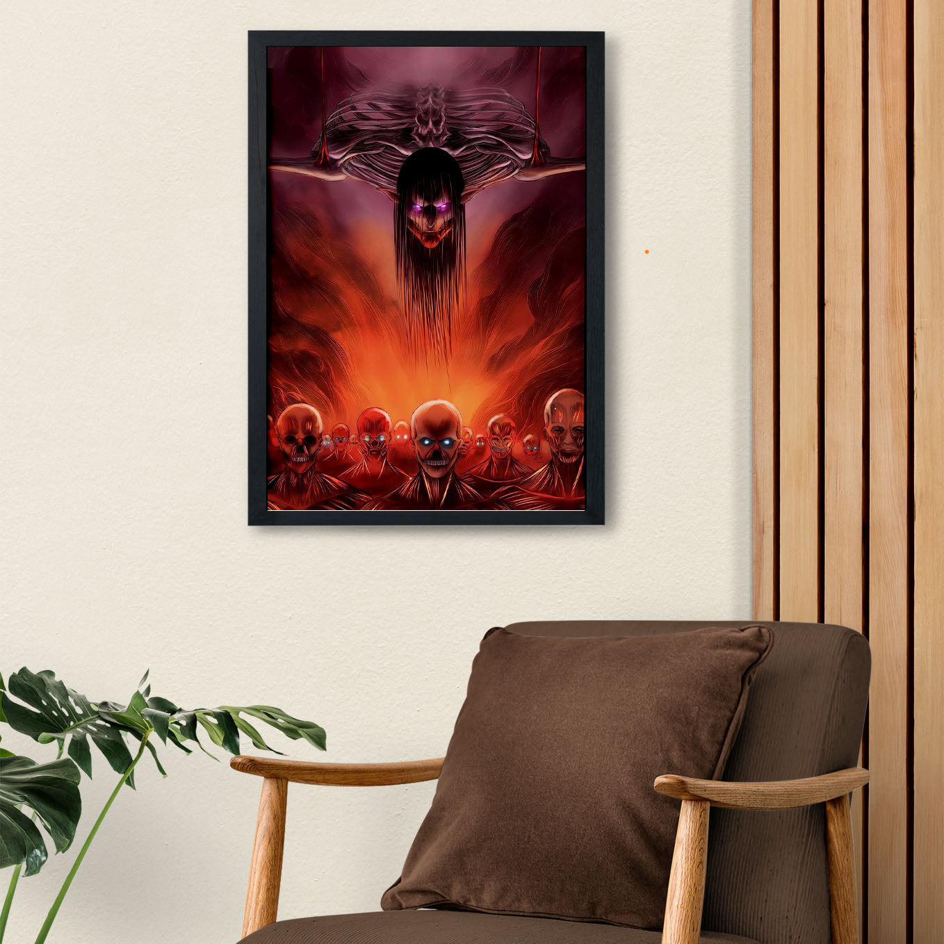 Attack on Titan Attack Titan Poster anime framed (13x19-Inch, Plexi-Glass, Textured Frame) - SoulAbiti