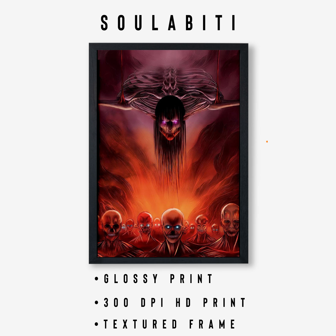 Attack on Titan Attack Titan Poster anime framed (13x19-Inch, Plexi-Glass, Textured Frame) - SoulAbiti