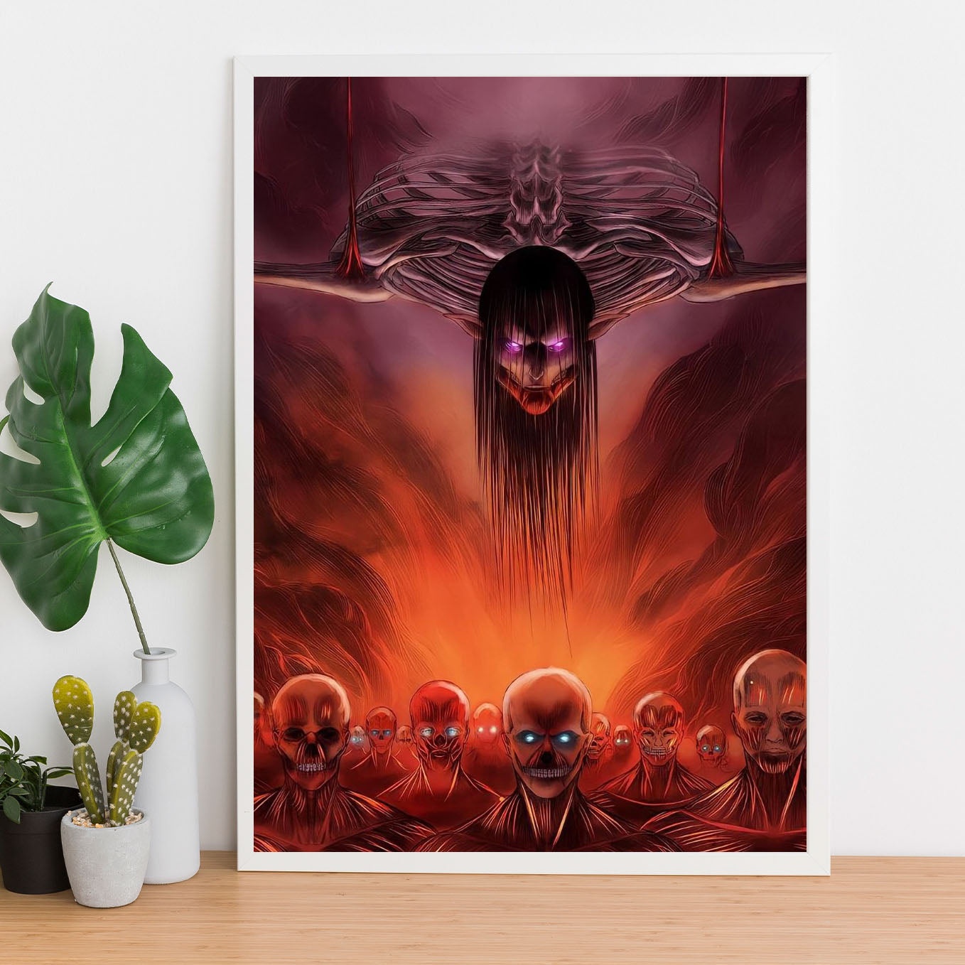 Attack on Titan Attack Titan Poster anime framed (13x19-Inch, Plexi-Glass, Textured Frame) - SoulAbiti
