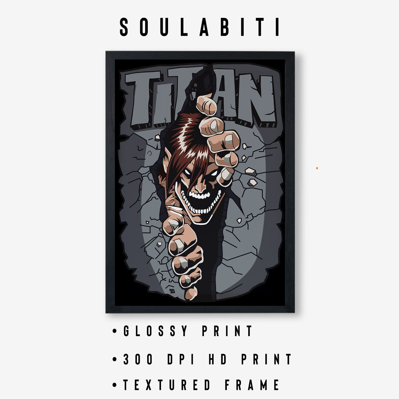 Attack on Titan breaking through wall Poster frame (13x19-Inch, Plexi-Glass, Textured Frame) - SoulAbiti