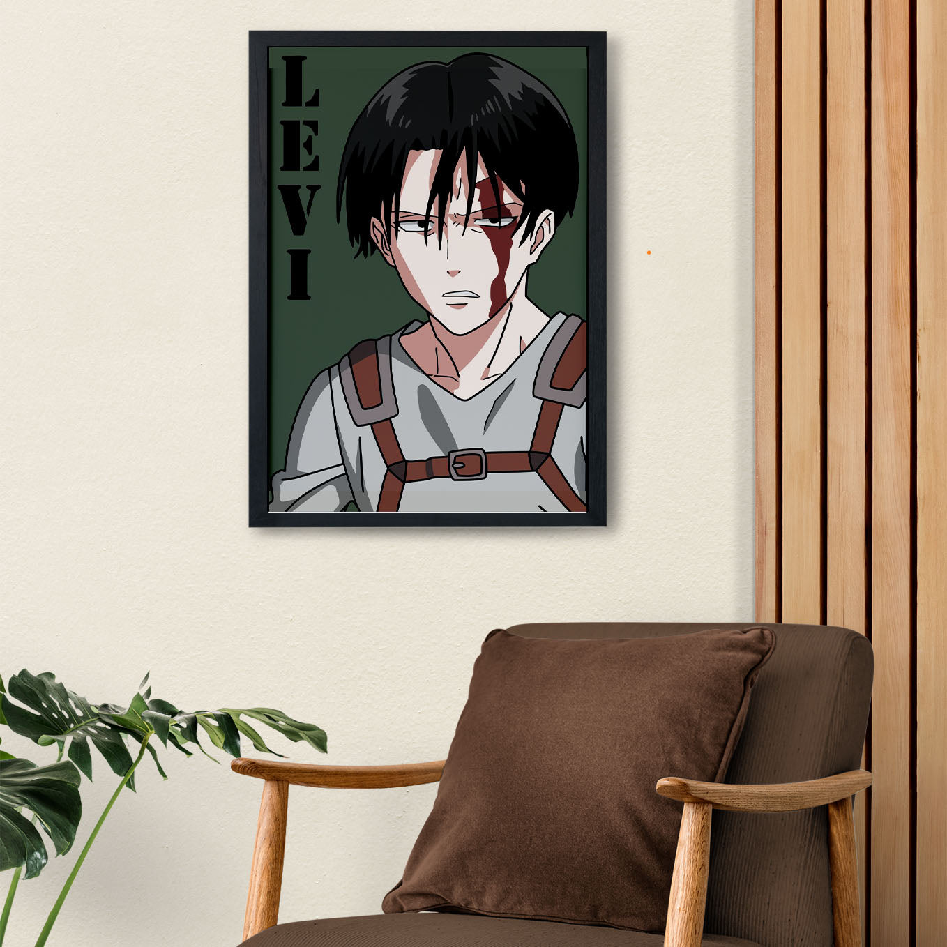 Attack on Titan Captain Levi Poster art framed (13x19-Inch, Plexi-Glass, Textured Frame) - SoulAbiti