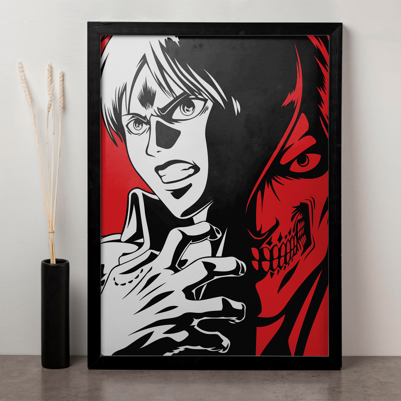 Attack on Titan Eren And Attack Titan Poster framed 13x19-Inch - SoulAbiti