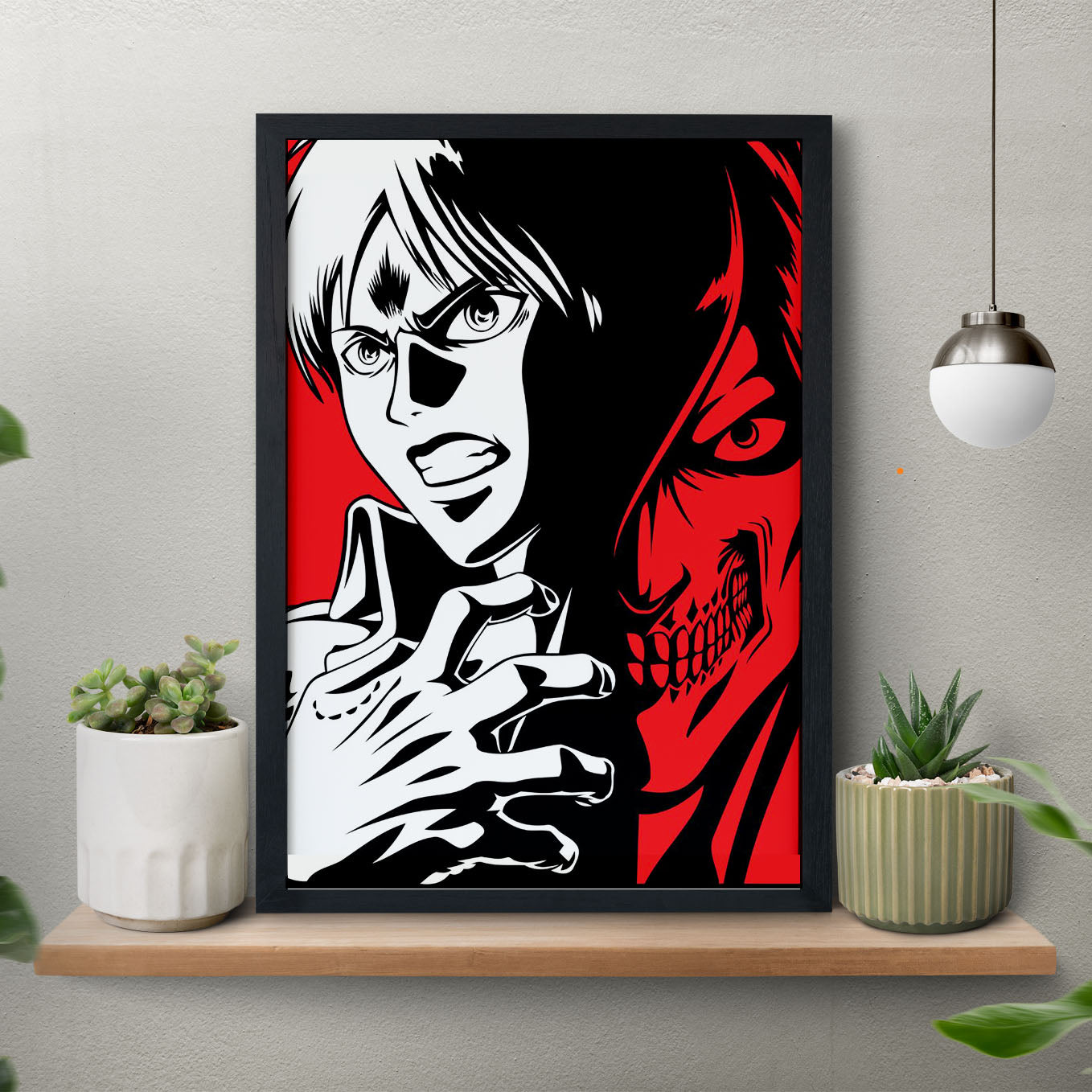 Attack on Titan Eren And Attack Titan Poster framed 13x19-Inch - SoulAbiti