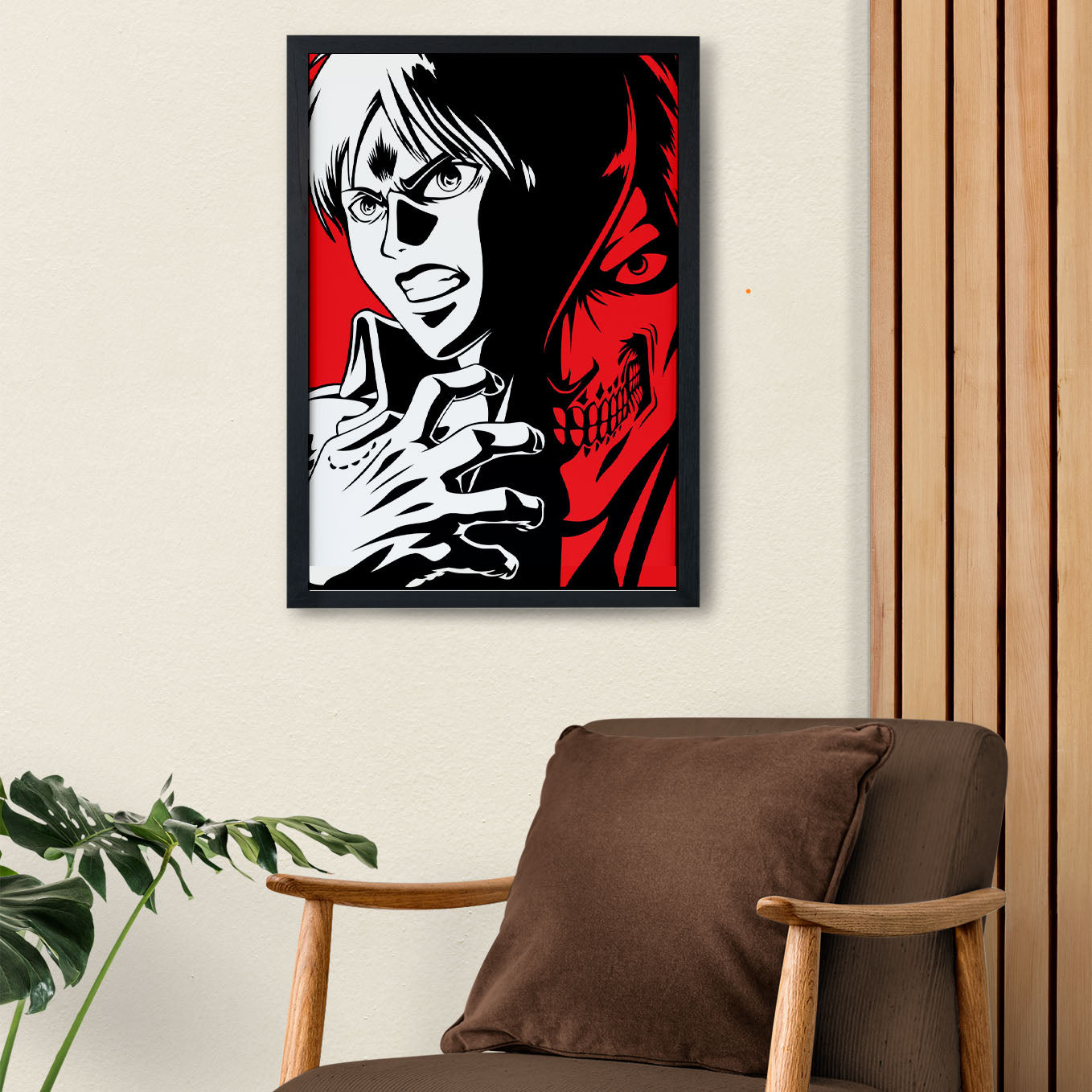 Attack on Titan Eren And Attack Titan Poster framed 13x19-Inch - SoulAbiti